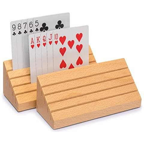 Porta Carte Da Gioco In Legno Massello Di Faggio Di Dimensioni Standard Di rts - Set Di 2 Organizzatori Di Carte - Foto 1