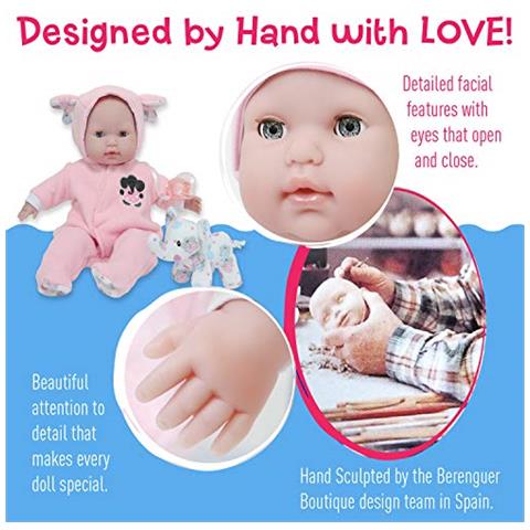 15 Bambole Realistiche Dal Corpo Morbido Con Occhi Aperti Berenguer Boutique Tutina Con Cappuccio Elefante A Tema Rosa Dai 2 Anni In Su - Foto 4