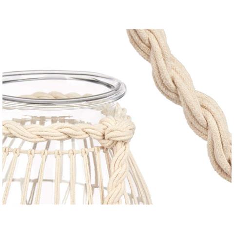 Portacandele Barattolo Bianco Trasparente Vetro Corda 20 X 30 Cm (4 Unità) - Foto 2