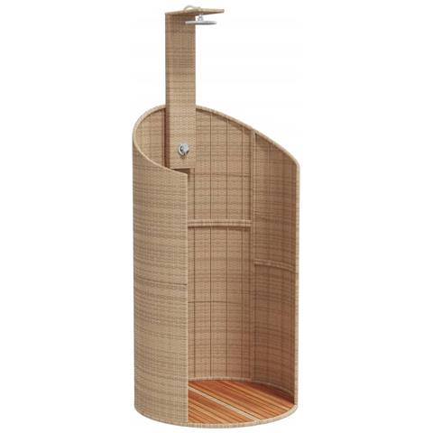 Doccia Esterno Beige 100x100x241,5 Cm Polyrattan E Legno Acacia - Foto 1