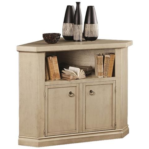 Porta Tv 2 In Legno Shabby Ad Angolo Avorio Patinato 70x70x75 - Foto 1