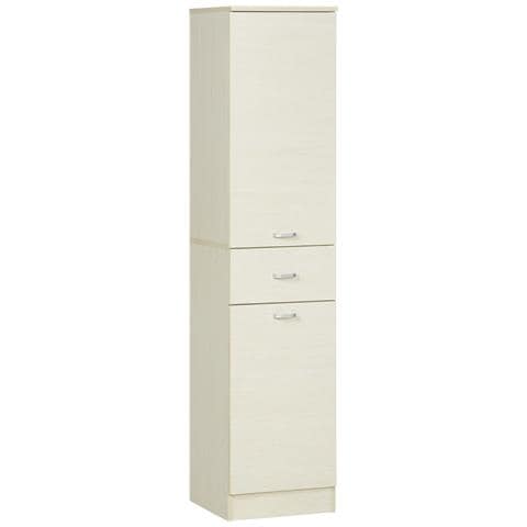 Mobile Bagno In Legno Con Cassetto, 2 Armadietti E Ripiani Regolabili, 34x34x150 Cm, Color Legno - Foto 1