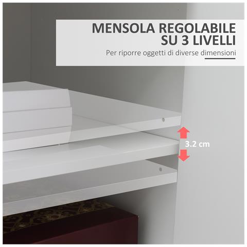 Mobile Porta Stampante Con 4 Ruote, Cassetto E Armadietto, 60x39x80cm - Bianco - Foto 6