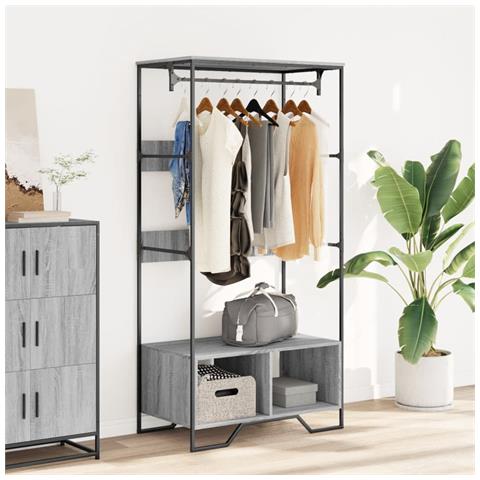 Armadio Grigio Sonoma 90x50x180 cm in Truciolato - Foto 3