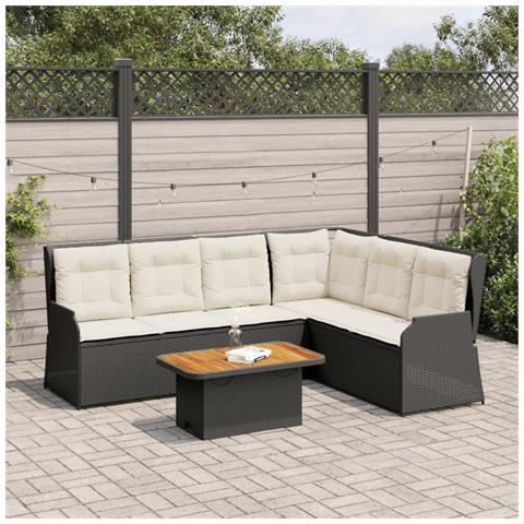 Set Divani Da Giardino 5 Pz Con Cuscini Nero In Polyrattan - Foto 8