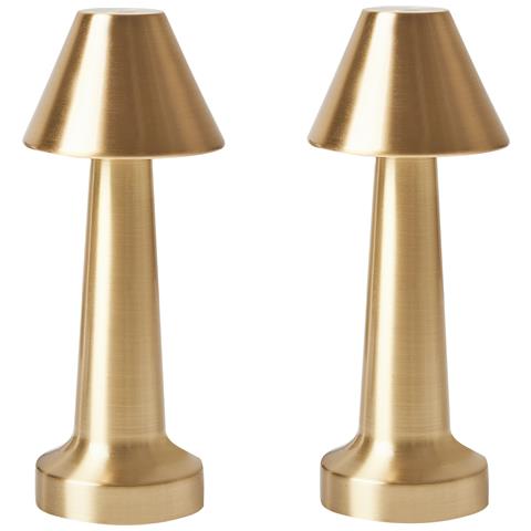 Set Di 2 Lampade Da Tavolo A Led Senza Fili Joanes Con Dimmer Metallo Oro - Foto 2