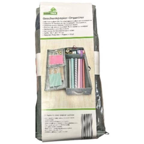 Toptex - Organizer Per Carta Da Regalo Con Divisori E Due Tasche Per Rotoli Di Carta Regalo E Accessori 90x30x12 Cm - Foto 1