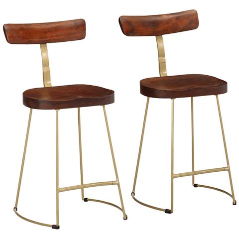 Sgabelli da Bar 2 pz 49x43x79 cm in Legno Massello di Mango - Foto 1