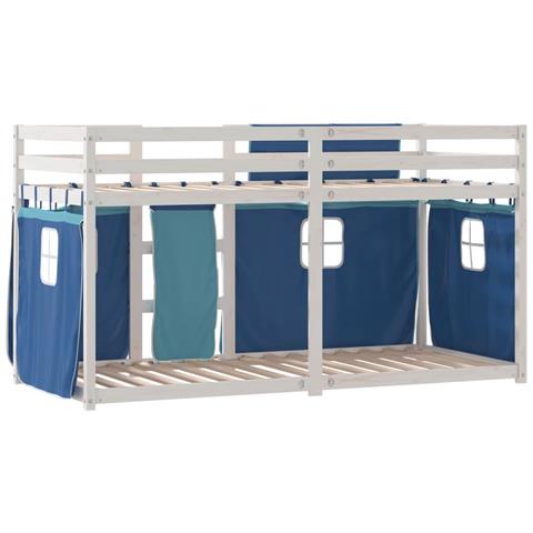 Letto a Castello senza Materasso Blu 90x190cm Massello Pino - Foto 2