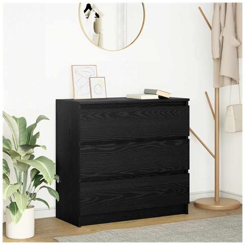 Credenza Rovere Nero 80x35x76 cm in Legno Multistrato - Foto 1
