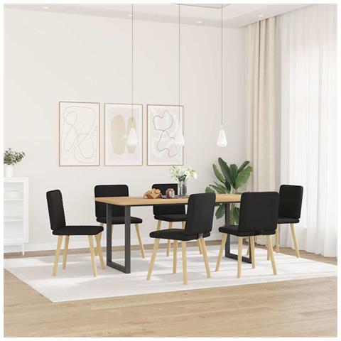 Sedie Da Pranzo 6 Pz Nere In Tessuto - Foto 2
