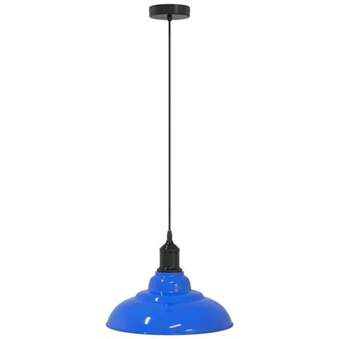 Lampada A Sospensione Regolabile E27 Blu Scuro 31 Cm Metallo - Foto 2