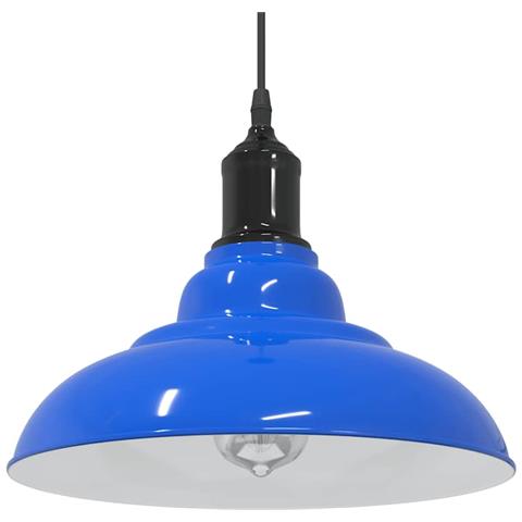 Lampada A Sospensione Regolabile E27 Blu Scuro 31 Cm Metallo - Foto 1