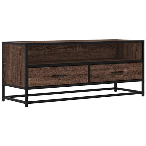 Mobile Tv Rovere Marrone 100x34,5x40 Cm Multistrato E Metallo - Foto 2