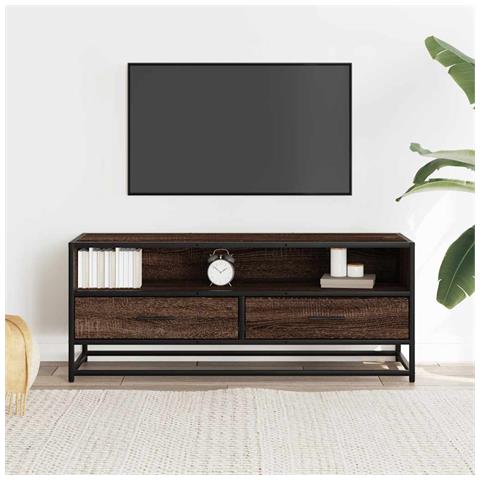 Mobile Tv Rovere Marrone 100x34,5x40 Cm Multistrato E Metallo - Foto 3