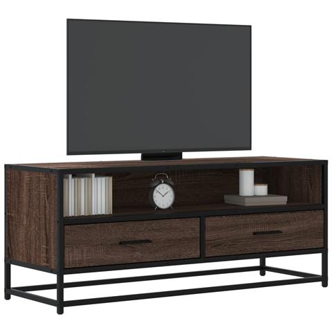 Mobile Tv Rovere Marrone 100x34,5x40 Cm Multistrato E Metallo - Foto 1