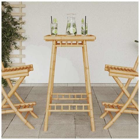 Tavolo Da Bar Da Esterno Quadrato 55x55x100 Cm In Bambù - Foto 3