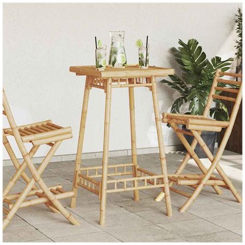 Tavolo Da Bar Da Esterno Quadrato 55x55x100 Cm In Bambù - Foto 1