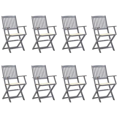 Lusso Casadino -  Sedie Da Giardino Pieghevoli 8 Pz Con Cuscini Massello Acacia - Foto 2