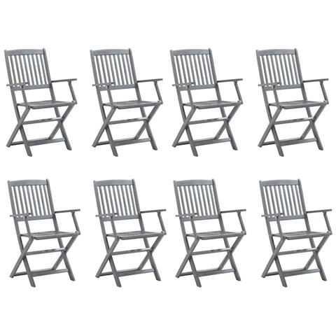 Lusso Casadino -  Sedie Da Giardino Pieghevoli 8 Pz Con Cuscini Massello Acacia - Foto 1