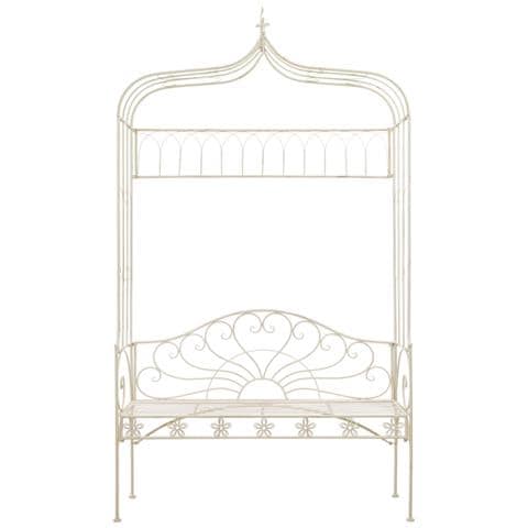 Panchina Da Giardino 122 Cm In Ferro Bianco Anticato - Foto 1