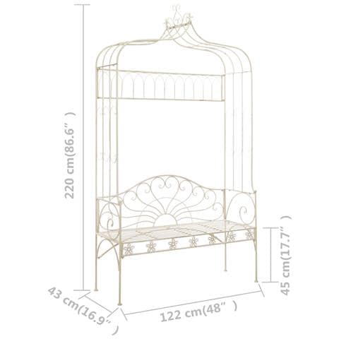 Panchina Da Giardino 122 Cm In Ferro Bianco Anticato - Foto 6