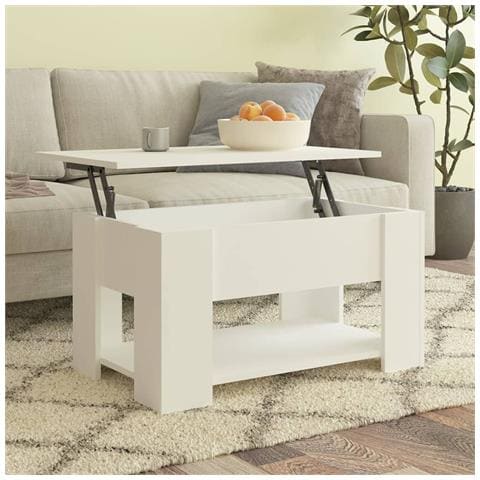 Lusso Casadino -  Tavolino Da Salotto Bianco 79x49x41 Cm In Legno Multistrato - Foto 8