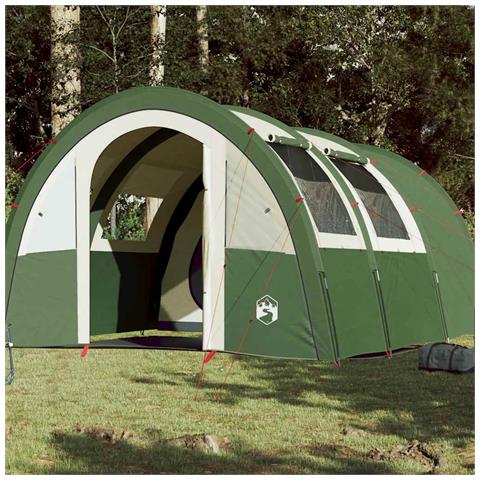 Tenda da Campeggio a Tunnel per 4 Persone Verde Impermeabile - Foto 2