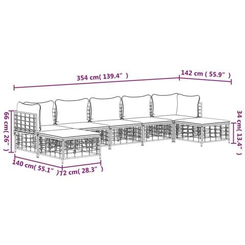 Set Divani da Giardino 7 pz con Cuscini Antracite in Polyrattan - Foto 9