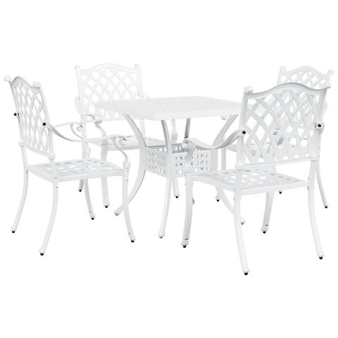 Set da Pranzo da Giardino 5 Pezzi in Alluminio Bianco di - Foto 1