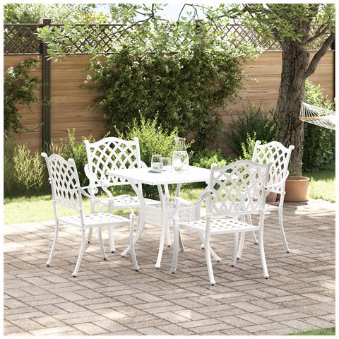 Set da Pranzo da Giardino 5 Pezzi in Alluminio Bianco di - Foto 2