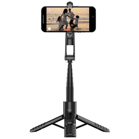 Selfie Stick Magnetico Rotante 360° Con Telecomando Bluetooth, Nero - Foto 1