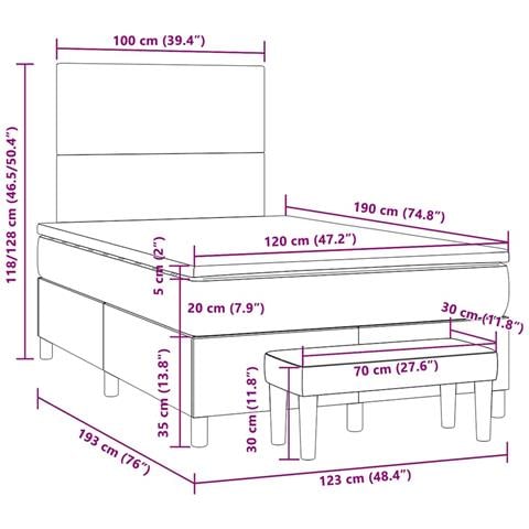 Giroletto a Molle con Materasso Blu 120x190 cm in Tessuto - Foto 9