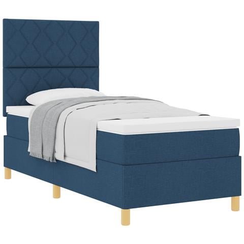 Letto sommier con materasso blu singolo in tessuto - Foto 1