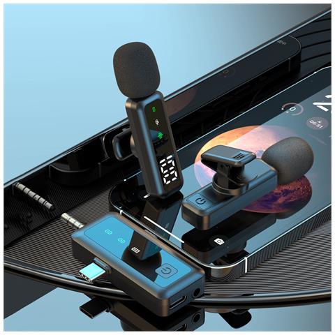 Microfono Lavalier Wireless Doppio Con Interfaccia Type-c - Display Digitale, Riduzione Del Rumore - Foto 5