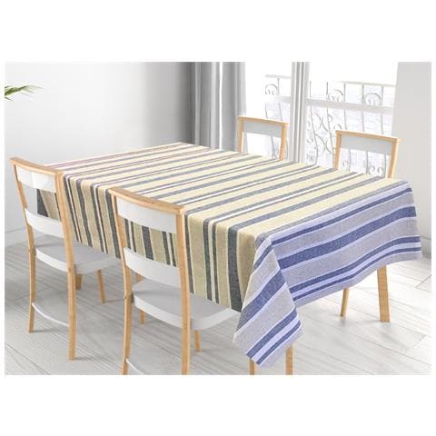 Tovaglia Per Salotto Cucina In Miros Misto Cotone Made In Italy Tela Rp 140x360 Blu - Foto 1