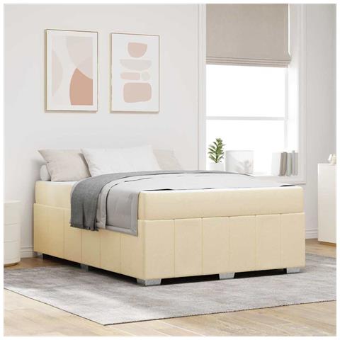 Struttura del letto con materasso Crema 160 x 200 cm Tessuto - Foto 2