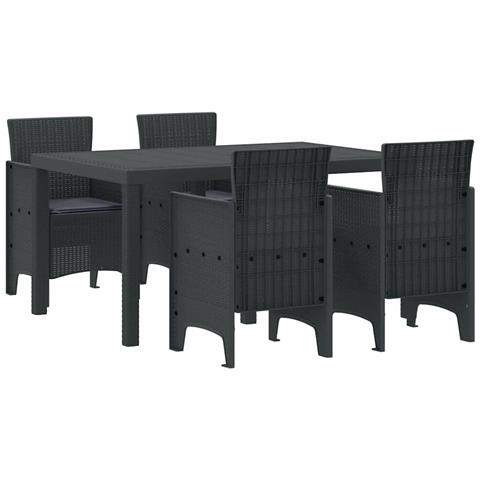 Set da Pranzo per Giardino 5 pcs Antracite Rattan Polt - Foto 1
