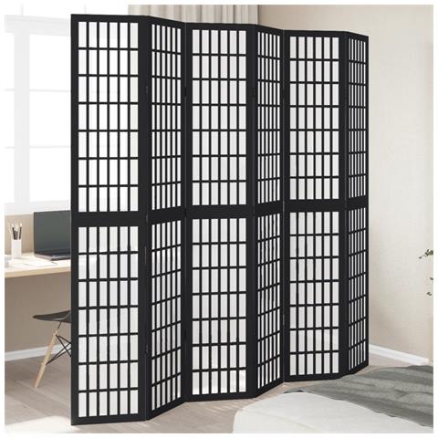 Divisorio Ambienti 6 Pannelli Nero Legno Massello di Paulownia - Foto 2