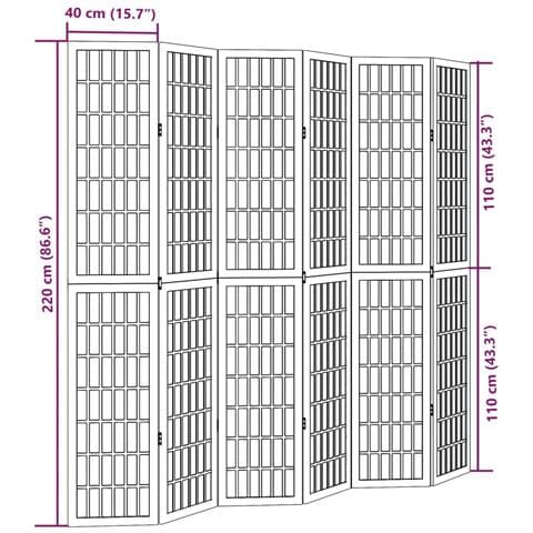 Divisorio Ambienti 6 Pannelli Nero Legno Massello di Paulownia - Foto 8