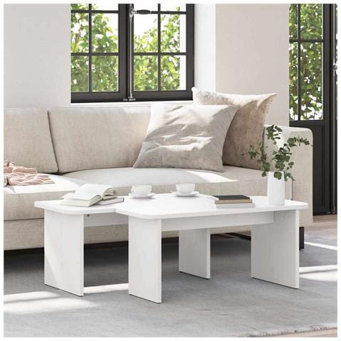 Tavolino da salotto 2 pcs Bianco 100 x 69 x 35.5 cm - Foto 2