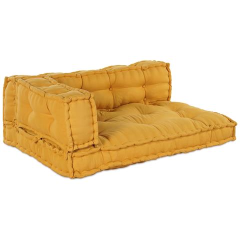 Cuscino per divano di pallet con braccioli e supporto per la schiena - Tessuto giallo - Foto 1