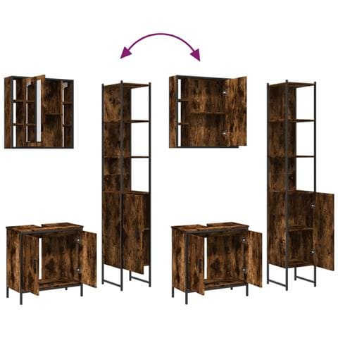 Set Mobili da Bagno 3 pz Rovere Fumo in Legno Multistrato - Foto 9