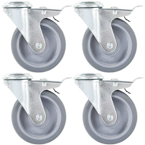 Ruote Girevoli Con Foro Per Bulloni E Doppio Freno 4 Pz 100 Mm - Foto 2