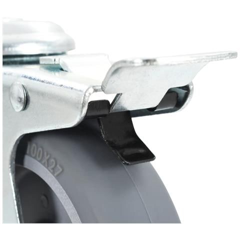 Ruote Girevoli Con Foro Per Bulloni E Doppio Freno 4 Pz 100 Mm - Foto 5