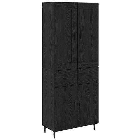 Credenza 2 pcs Rovere Nero Legno Stratificato e Vetro - Foto 1