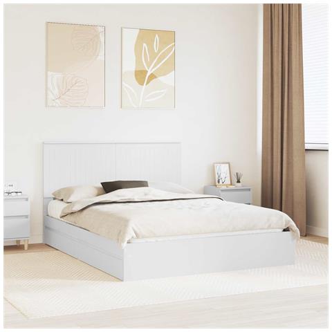 Letto con Contenitore Bianco 150 x 200 cm Legno multistrato - Foto 2