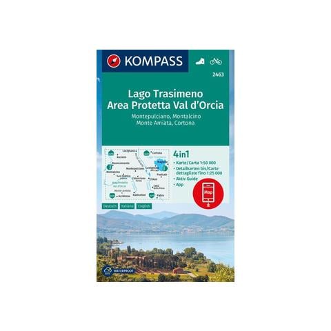 Carta escursionistica n. 2463. Lago Trasimeno, Area Protetta Val d'Orcia, Montepulciano, Montalcino, Monte Amiata, Cortona 1:50.000. Con App - Foto 1