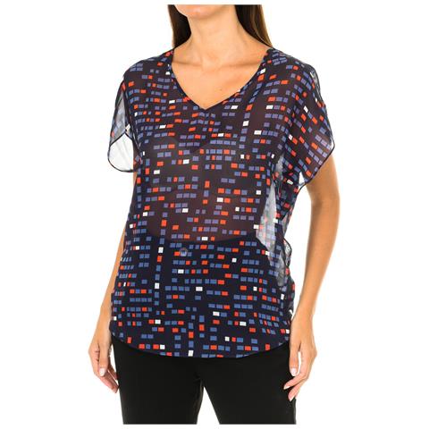 Blusa Da Donna Manica Corta Scollo A V 3y5h65-5ntaz - Foto 1