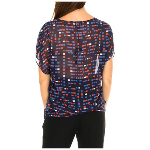 Blusa Da Donna Manica Corta Scollo A V 3y5h65-5ntaz - Foto 3